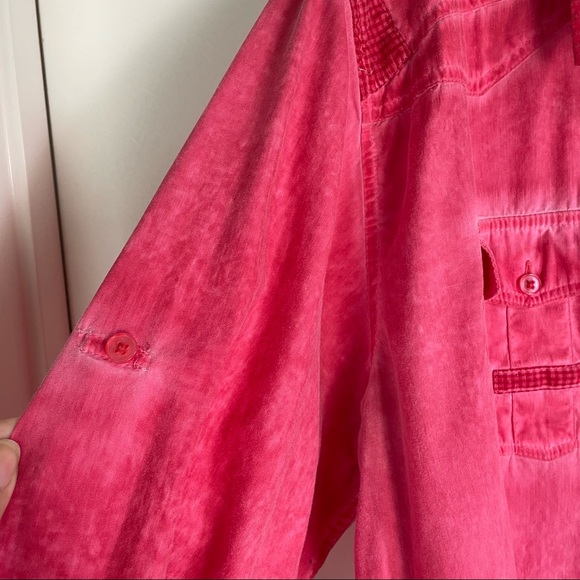 Franky Max Button Front Long Sleeve Double Pocket 100% Cotton Red Shirt Men’s XL - Picture 9 of 10